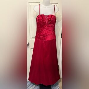 David's Bridal  Strapless Red Gown